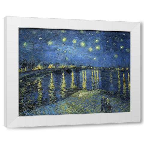Starry Night Over the Rhone White Modern Wood Framed Art Print by Van Gogh, Vincent