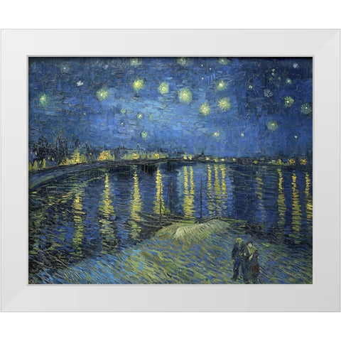 Starry Night Over the Rhone White Modern Wood Framed Art Print by Van Gogh, Vincent