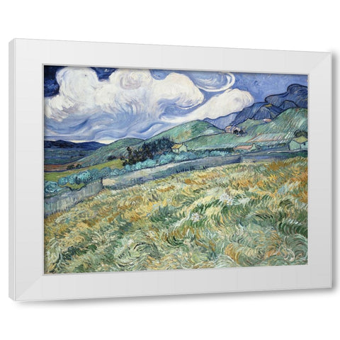 Landscape from Saint-Remy White Modern Wood Framed Art Print by Van Gogh, Vincent