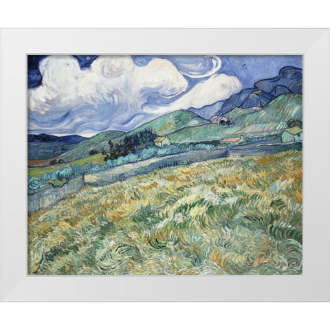 Landscape from Saint-Remy White Modern Wood Framed Art Print by Van Gogh, Vincent