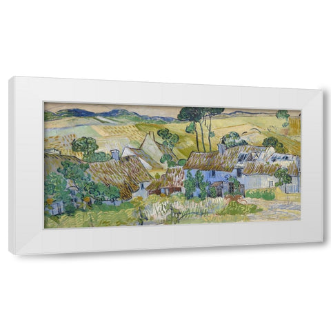 Farms near Auvers White Modern Wood Framed Art Print by Van Gogh, Vincent