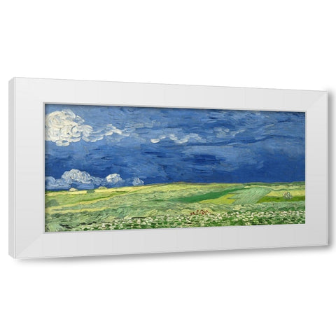 Wheatfield under thunderclouds White Modern Wood Framed Art Print by Van Gogh, Vincent