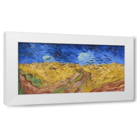 Wheatfield with Crows White Modern Wood Framed Art Print by Van Gogh, Vincent