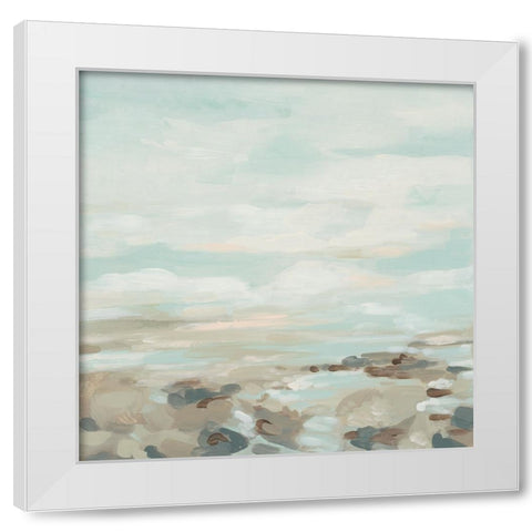 Pebble Surf I White Modern Wood Framed Art Print by Vess, June Erica