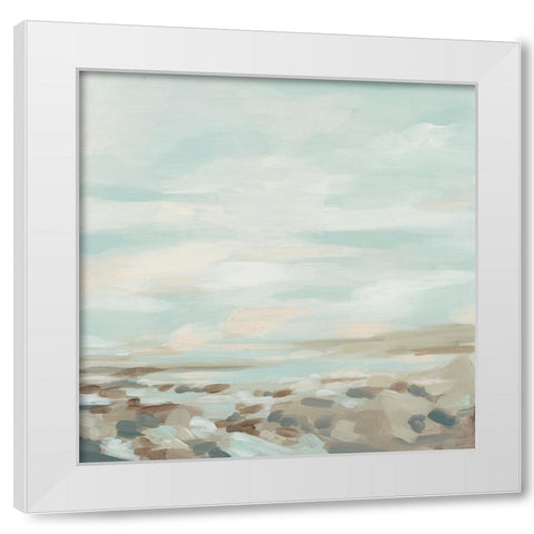 Pebble Surf II White Modern Wood Framed Art Print by Vess, June Erica