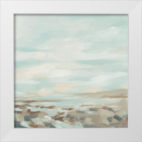 Pebble Surf II White Modern Wood Framed Art Print by Vess, June Erica