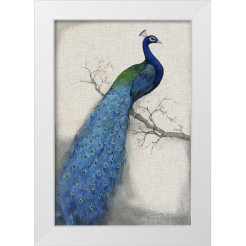 Peacock Blue I White Modern Wood Framed Art Print by OToole, Tim