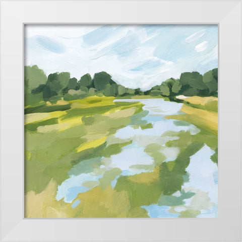 Verdant Abstract Wetland I White Modern Wood Framed Art Print by Barnes, Victoria