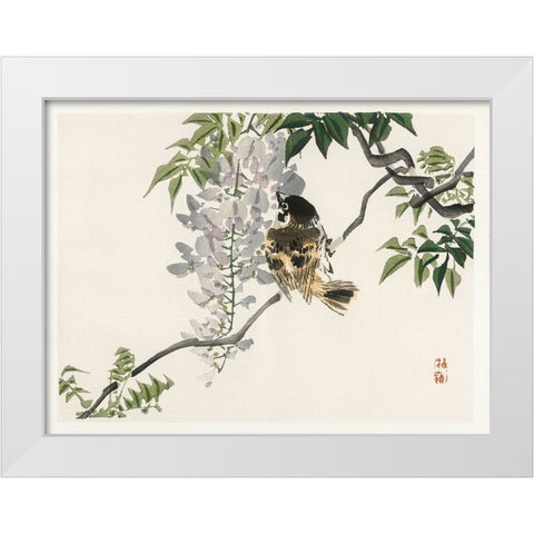 Kono Bairei Songbirds II White Modern Wood Framed Art Print by Vision Studio