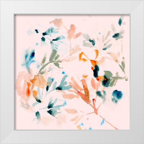 Peach Bloom I White Modern Wood Framed Art Print by Wang, Melissa