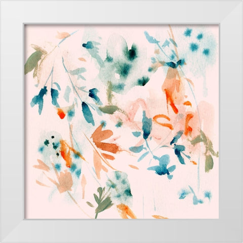 Peach Bloom II White Modern Wood Framed Art Print by Wang, Melissa