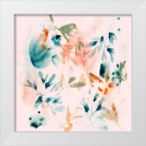 Peach Bloom III White Modern Wood Framed Art Print by Wang, Melissa