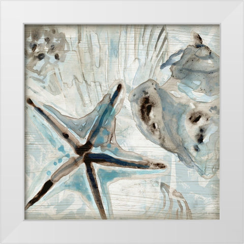 Driftwood Shell Collage II White Modern Wood Framed Art Print by Vess, June Erica