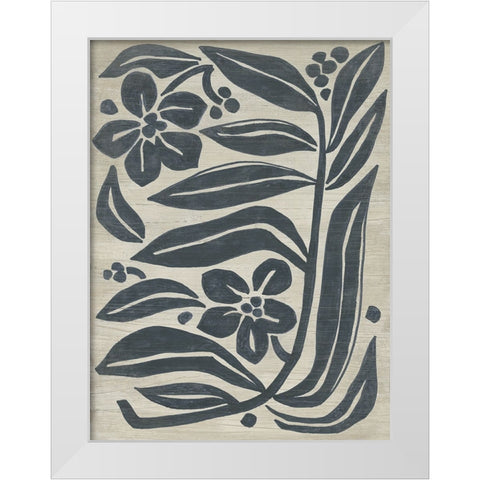 Island Folk Flowers I White Modern Wood Framed Art Print by Vess, June Erica