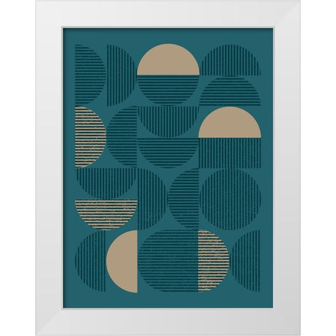 Teal Sand Geo I White Modern Wood Framed Art Print by Vision Studio