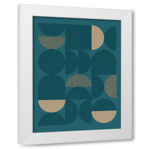 Teal Sand Geo II White Modern Wood Framed Art Print by Vision Studio