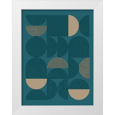 Teal Sand Geo II White Modern Wood Framed Art Print by Vision Studio