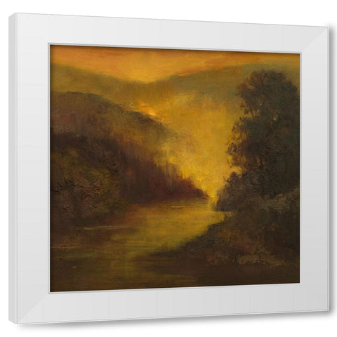 Mountain Side Glow White Modern Wood Framed Art Print by Finch, Sheila