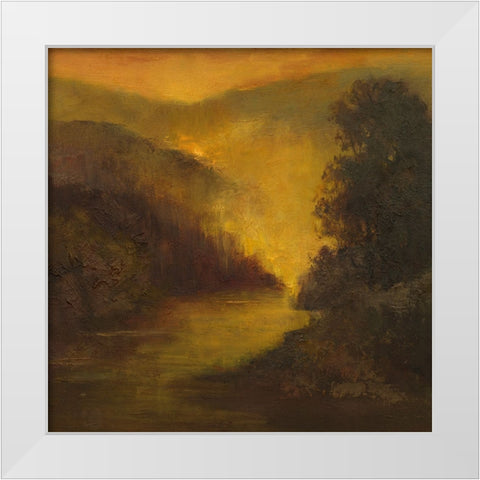 Mountain Side Glow White Modern Wood Framed Art Print by Finch, Sheila