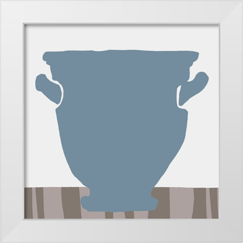 Indigo Striped Vase II White Modern Wood Framed Art Print by Vision Studio