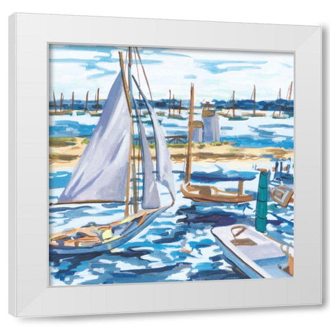 Blue Bay I White Modern Wood Framed Art Print by Wang, Melissa