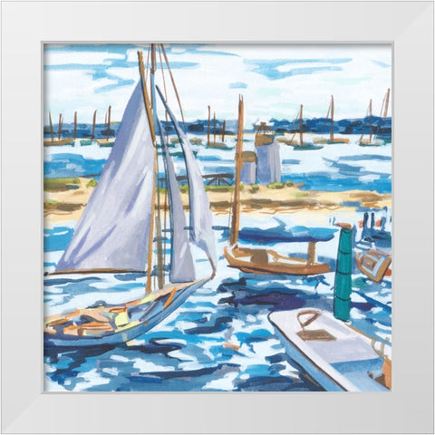 Blue Bay I White Modern Wood Framed Art Print by Wang, Melissa