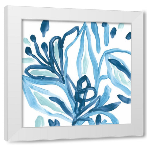 Blue Tropical Sketch I White Modern Wood Framed Art Print by Vess, June Erica