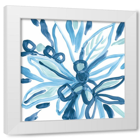 Blue Tropical Sketch II White Modern Wood Framed Art Print by Vess, June Erica