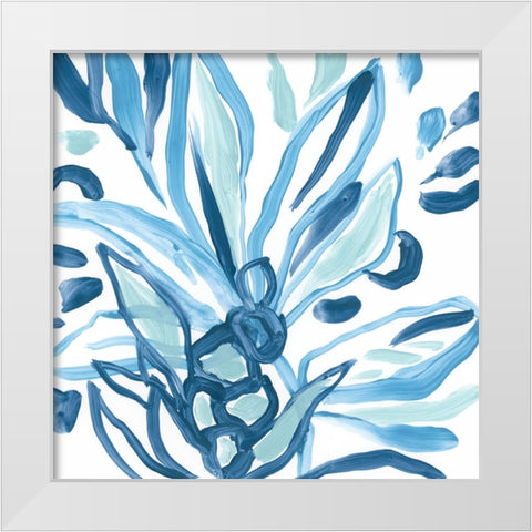 Blue Tropical Sketch III White Modern Wood Framed Art Print by Vess, June Erica