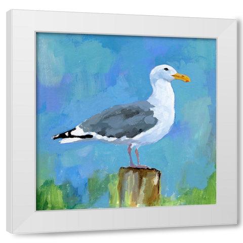 Salty Gull I White Modern Wood Framed Art Print by Barnes, Victoria