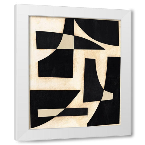 Onyx Cutout Shapes I White Modern Wood Framed Art Print by Moore, Regina