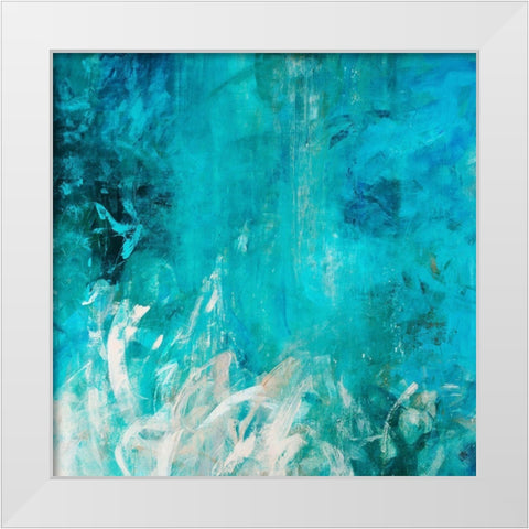 Aqua Falls White Modern Wood Framed Art Print by Maas, Jodi