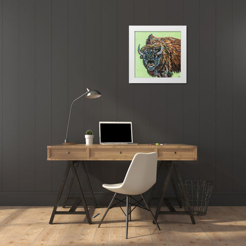 A Large Bison White Modern Wood Framed Art Print by Vitaletti, Carolee