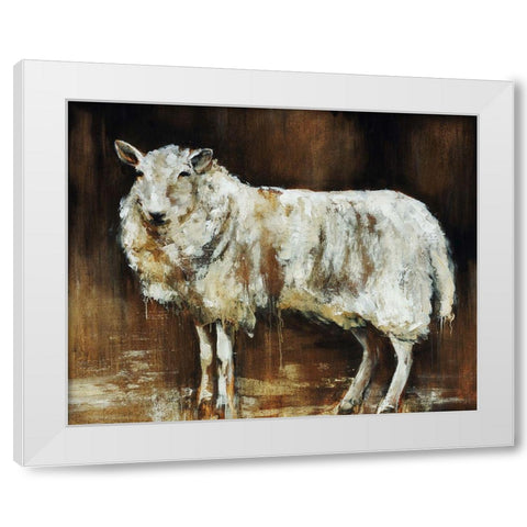 Have Ewe Any Wool White Modern Wood Framed Art Print by Edmunds, Sydney