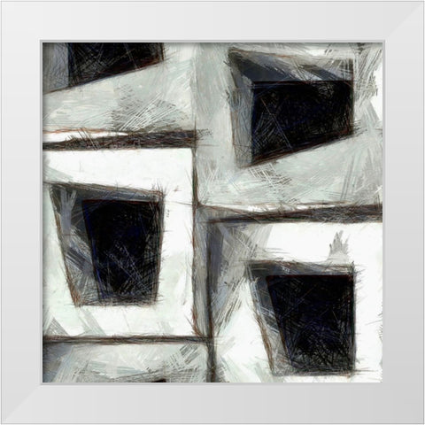 Sketchy Blocks II White Modern Wood Framed Art Print by Saunders, Alonzo
