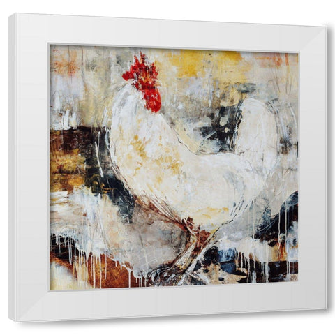 Cockerel White Modern Wood Framed Art Print by Maas, Jodi