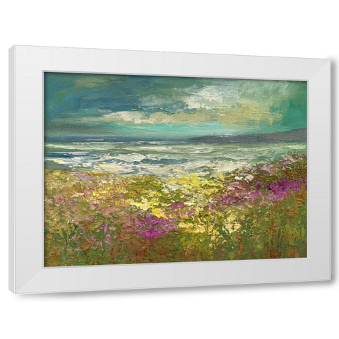 Bayside Flowers White Modern Wood Framed Art Print by Finch, Sheila