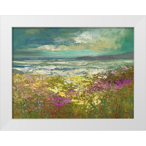 Bayside Flowers White Modern Wood Framed Art Print by Finch, Sheila
