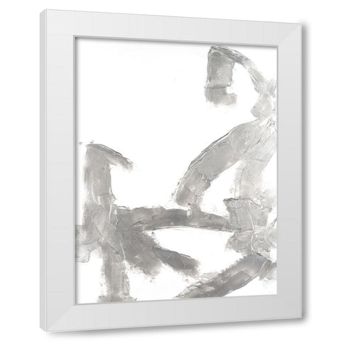 Silvery Strokes I White Modern Wood Framed Art Print by Willett, Michael