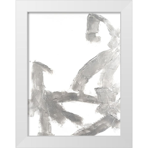 Silvery Strokes I White Modern Wood Framed Art Print by Willett, Michael
