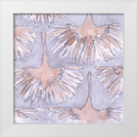 The Bird Gathering I White Modern Wood Framed Art Print by Dixon, Samuel