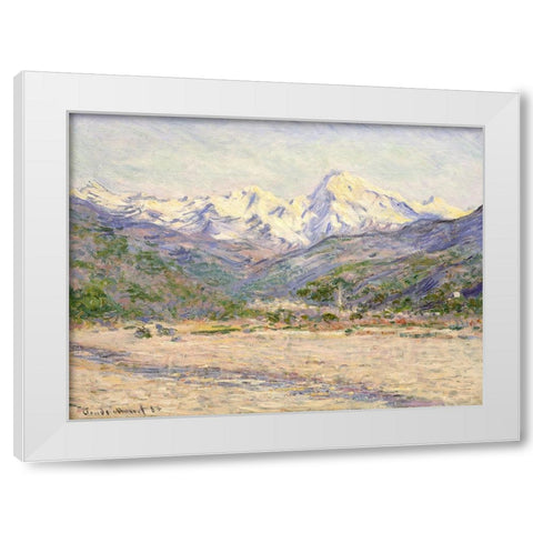 The Valley of the Nervia White Modern Wood Framed Art Print by Monet, Claude