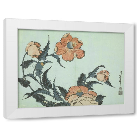 Katsushika Hokusai Floral I White Modern Wood Framed Art Print by Hokusai, Katsushika