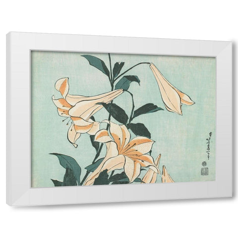 Katsushika Hokusai Floral II White Modern Wood Framed Art Print by Hokusai, Katsushika