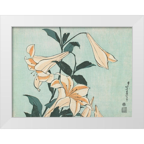 Katsushika Hokusai Floral II White Modern Wood Framed Art Print by Hokusai, Katsushika