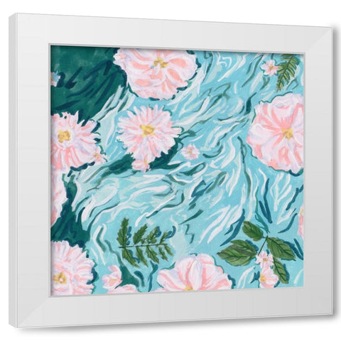 Floating Flowers II White Modern Wood Framed Art Print by Wang, Melissa