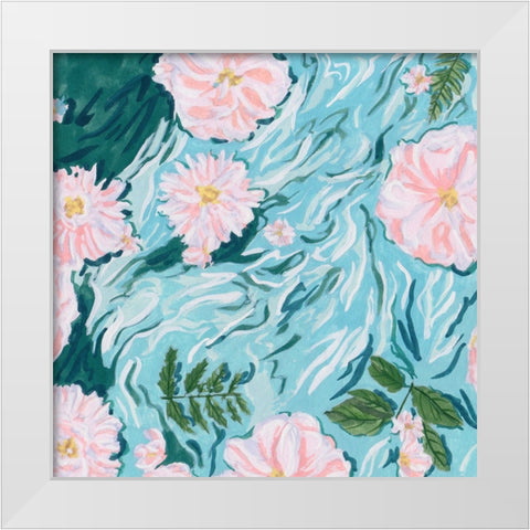 Floating Flowers II White Modern Wood Framed Art Print by Wang, Melissa