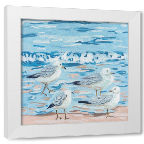 Seagull Birds I White Modern Wood Framed Art Print by Wang, Melissa