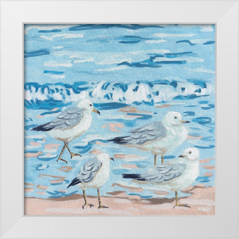 Seagull Birds I White Modern Wood Framed Art Print by Wang, Melissa