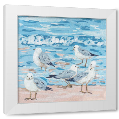 Seagull Birds II White Modern Wood Framed Art Print by Wang, Melissa